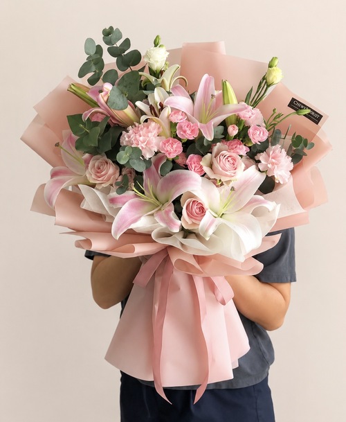 Pembe Lilyum & mix buket